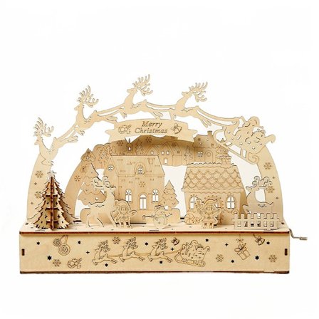 Håndlavet LED-natlampe i træ, juledekoration, pædagogisk legetøj til børn, indendørs trædekorationer