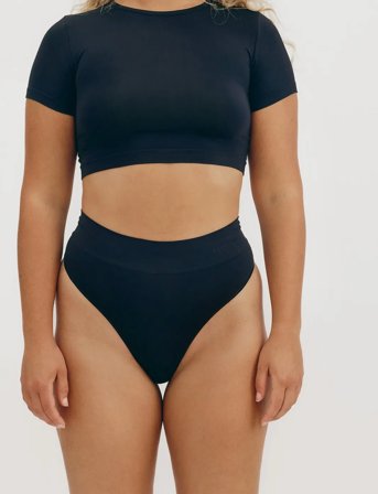 Organic Basics Smooth Thong - Black - XL