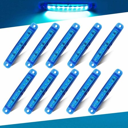 10 st Blå Sidomarkeringsljus, 12-24V 3.9'' 9LED Sidomarkeringsljus Lastbil Släpvagn Lastbil Bakljus Fram och Bak Markering Varningsljus - Vattentät