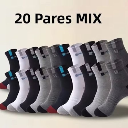 20 Par BLANDET; Størrelse: One Size - Herre Mid-Calf Sokker, Sporty og Business Stil, Svetteabsorberende, Pustende, Moderne Bokstavtrykk, Pakke med 1/