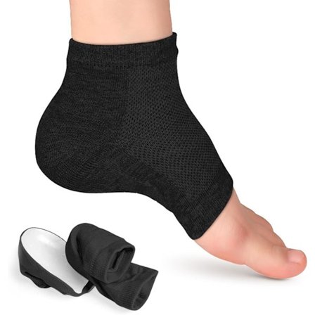 Hælhøjde Indlægssokker Usynlige Silikone Hælhøjde Sokker Hælpude Indlæg til Plantar Fasciitis Smertelindring og Gangkorrektion Sort 3.
