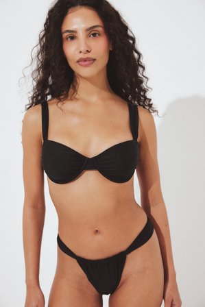 NA-KD Draperad bikinitrosa med vida band - Bikini - Svart - M