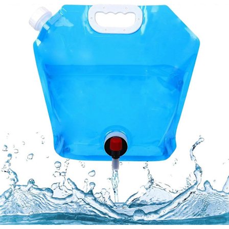 Vattenbehållare med kran, hopfällbar vattenbehållare, vattenförvaring, vattenbehållare för camping, vattenpåse med kran för vandring, klättring, fiske