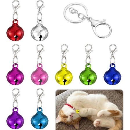 10 stk. kæledyrsklokker til hunde- og kattehalsbånd, farverige små kæledyrsklokker med låse Katte- og hunde-runde klokker Kæledyrshalsbåndstilbehør 