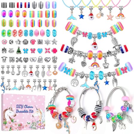 Charmarmbandstillverkningssats, 90 delar smyckestillverkningssats, smyckesarmband