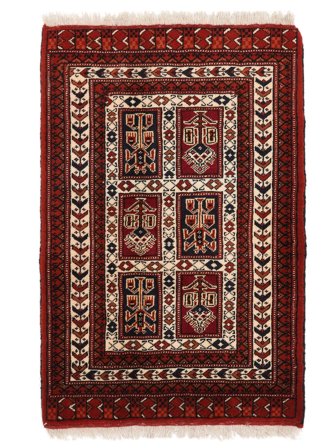 Hand Knotted Persian Turkaman Rug 67X101 Black/Dark Red