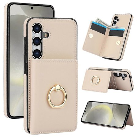 Samsung Galaxy S24 Deksel Med Kortholder, Militærgrad Fallbeskyttelse, Slitesterkt Støtsikkert Deksel - Brun