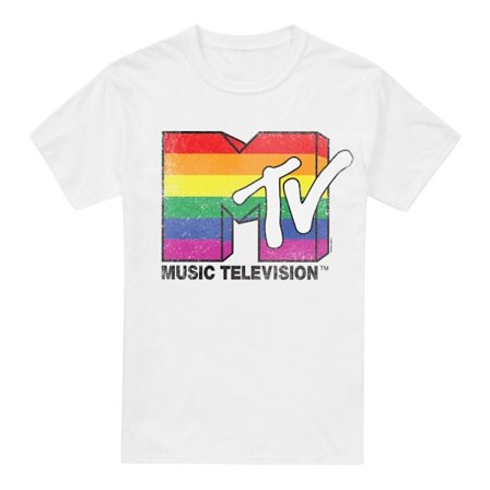 MTV Herr Pride Regnbågslogotyp T-Shirt S Vit
