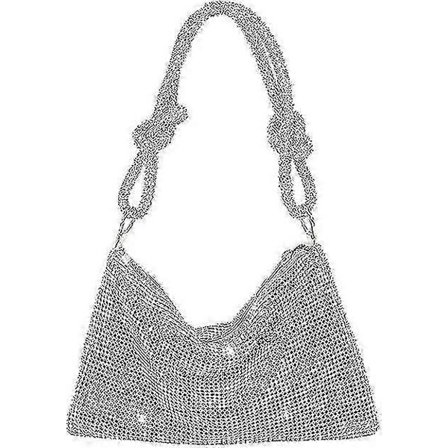 Strass Crossbody Taske Til Kvinder Sølv Clutch Taske Aftentaske Pung Glitrende Strass Punge Diamante Clutch Taske Til Fest Brud Aften...