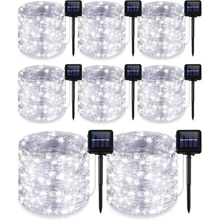 Solcelle-lyskæde 8-pak 200 LED 20m, kobbertråd, udendørs dekorationslys til have & jul_TF_TF