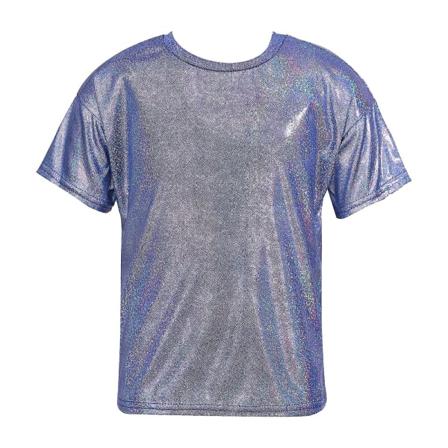 Lasten Tytöt Sparkly Metallic Kiiltävä T-paita Poikien lyhythihainen Löysä T-paita Jazz-hip hop -tanssipukuesitykseen blue 110