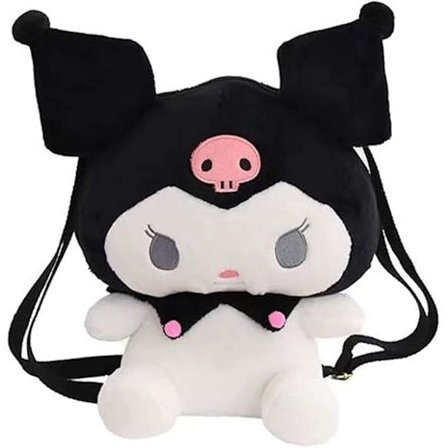 Kuromi plysjveske Cinnamoroll ryggsekk tegneserie skulderveske anime leketøyveske for animefans (grå, én størrelse), svart