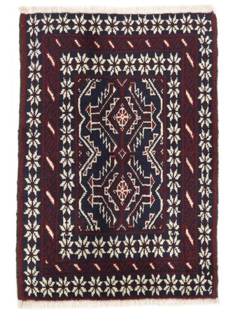 Noué À La Main Baloutche Tapis 62X89 De Laine Noir/Beige Petit