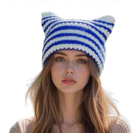 Liten Djävul Stickad Mössa Dam Höst Vinter Mössa Härliga Öron Stickad Mössa för Olika Åldrar Rosa