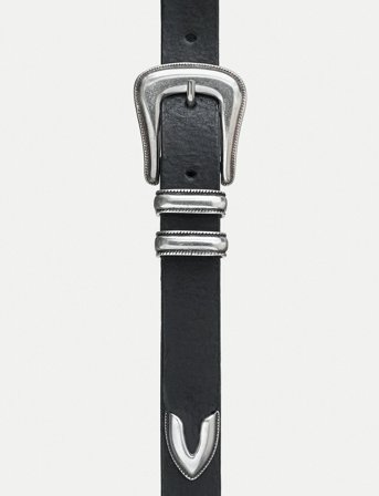 Nudie Jeans Western Silver Belt Black - Black - 80 CM