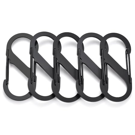 S-formet nøkkelring med borrelås (svart), liten dobbel fjæråpen nøkkelring
