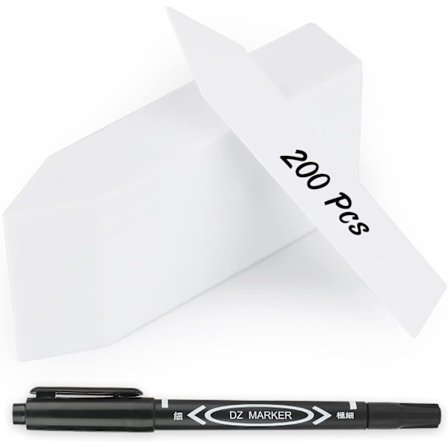 200 st Plastväxtetiketter med Märkpenna, 10 cm Växtetiketter Vita Trädgårdsetiketter kompatibla med Utomhus Krukväxter Grönsaker Kryddväxter Frön 