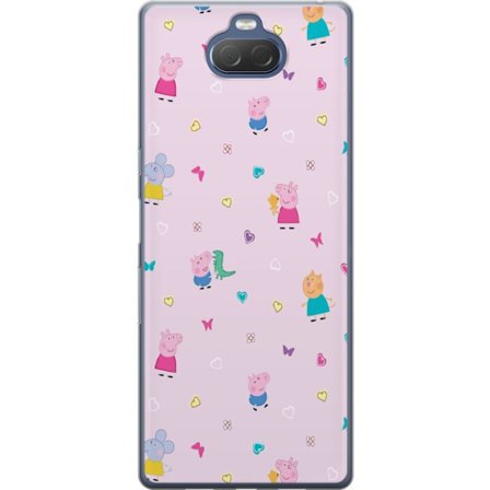 Kompatibel Mobilcover til Sony Xperia 10 Plus Mor Gris med baby elskende Peppa Pig illustration i bløde farver til børnemotiver