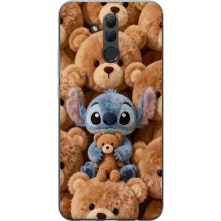 Kompatibelt Mobildeksel til Huawei Mate 20 lite Stitch omgitt av brune teddybjørner med en liten teddybjørn i fanget i en søt og koselig kawaii-design