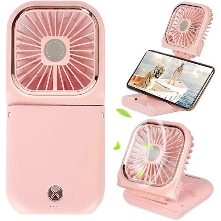 Portabel Mini Fläkt Liten Batteridriven Fläkt 5 i 1 som Powerbank, Telefonhållare, Handhållen Fläkt, Skrivbordsfläkt, USB Uppladdningsbara Personliga 