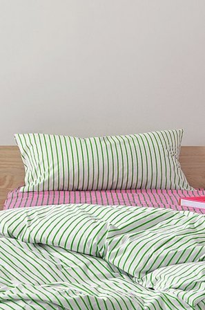 Jotex - Tyynyliina 50x90 Cm Orgaaninen Valkoinen/ruohonvihreä Valkoinen/ruohonvihreä - SIMA - Osta Tyynyliinat Jotex