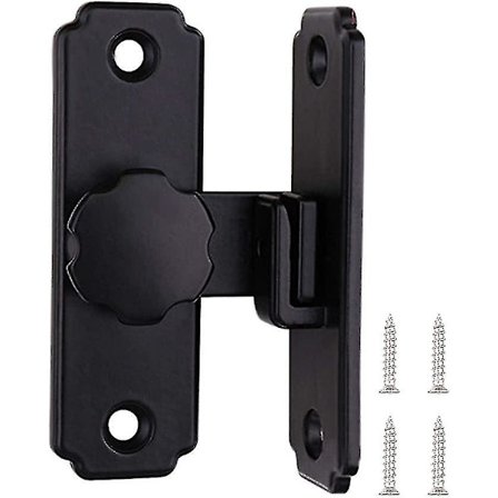 Bazhou stalddørslås, 90 graders rustfrit stål højre vinkel spænde portlås, sort sikkerheds flip dørs skyde lås til træ stalddør hegn skab