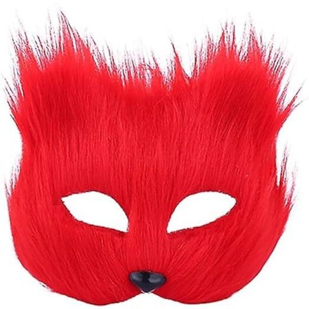 Plys Katte Rævemaske, Therian Masker, Realistiske Katte Masker, Halvt Ansigt Dyremaske, Furry Party Katte Maske Maskerade Maske, Cosplay Kostume