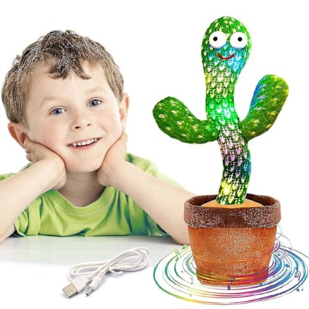 Dancing Cactus That Repeats What You Say, Electronic Plush Toy with Lights, Singing Cactus Recording Toys GEP[GKS]