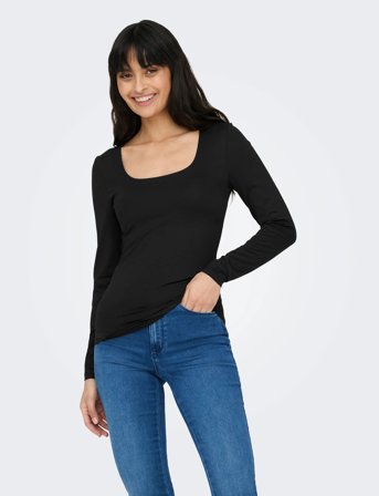 ONLY Onlea L/S 2-Way Deep Neck Top Jrs Noos - Black - M