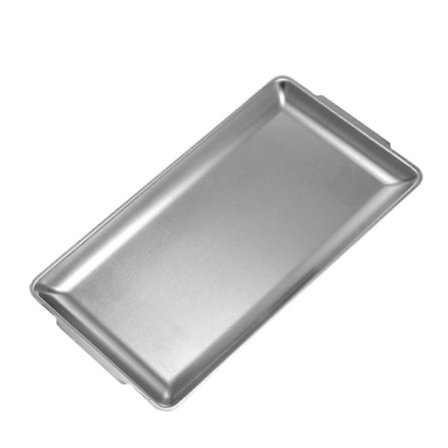 304 Rustfrit Stål Aflang BBQ Bakke 22x14cm, Rustfri Sushi Tallerken, Grill- og Bage Madbeholder, Sølv (FMY)