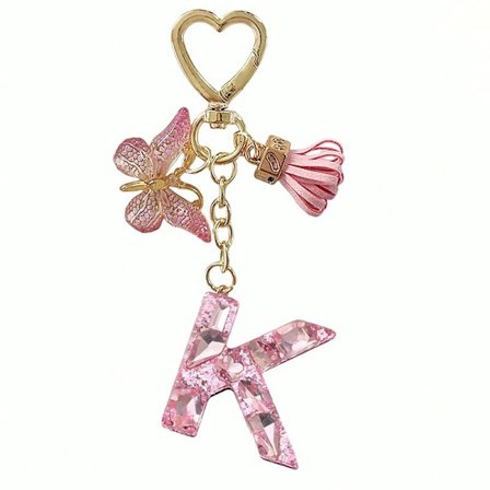 26 bokstäver att välja mellan, rosa glänsande bokstavsnyckelring