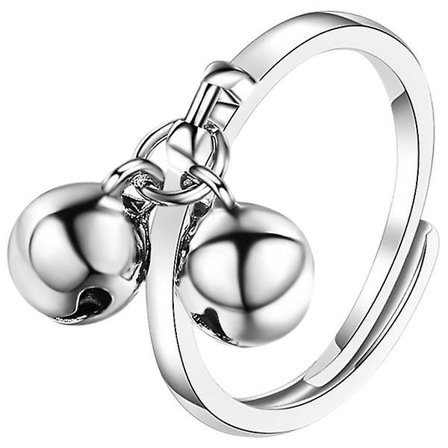 Justerbar ring med dubbelklocka, öppen ring, dekorativ öppen ring, justerbar ring för kvinnor