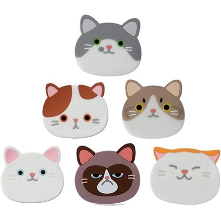 6 søde katte silikone coaster, silikone gummi kop coas
