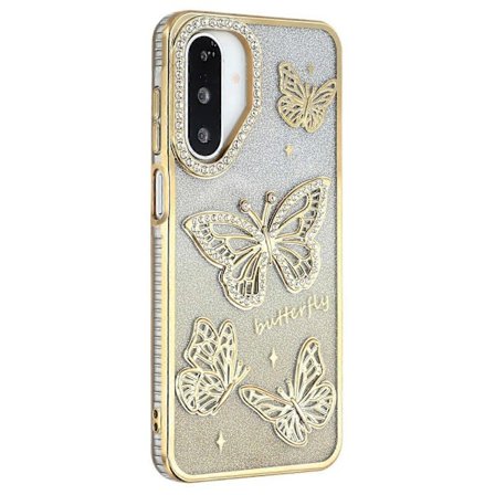 Kompatibel med Samsung Galaxy A26 5G Skal Strass Dekor 3D Fjäril TPU Telefonfodral med Glitter Papper-lingling}