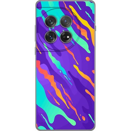 Kompatibel Mobilcover til OnePlus 12 Farverigt abstrakt mønster med flydende former i lilla, turkis, gult og orange.