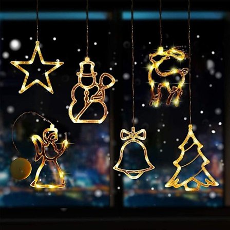 Led-gardinlampa, Led-fönsterlampa sugkopp, kabelbelysning, fönsterlampor, ljusgardinfönster Led (6 st)