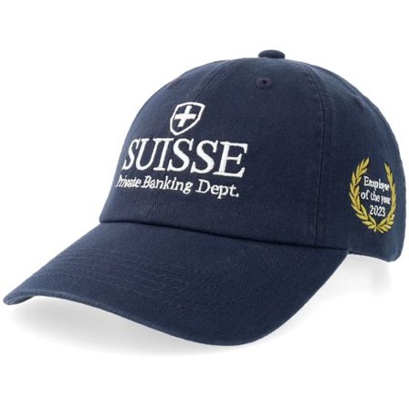 Iconic - Blå unconstructed Keps - Suisse Private Banking Stone Washed Navy Dad Cap @ Hatstore