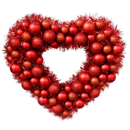 Hjerteformet Valentinsdag-krans med LED-lys, rød bærdørkrans i hjerteform, Valentinsdag-dekorasjon