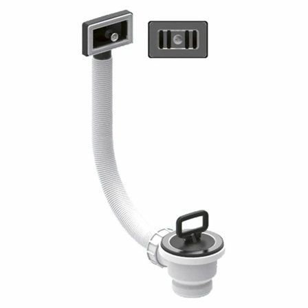 Piletta Valsir per lavello 1"1/2 con tappo e troppopieno rettangolare