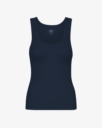 Women Organic Rib Tank Top - Navy Blue M