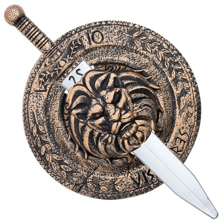 Gladiator Sværd & Skjold med Løvemotiv