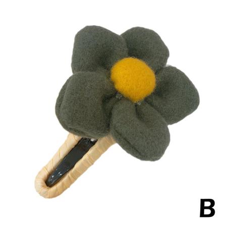 Söt Stor Plysch Blomma Hårnål Färgglad Stickad Bowknot Hårklämma