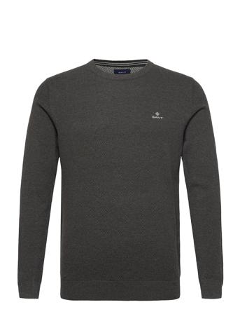 Cotton Pique C-Neck Grey GANT