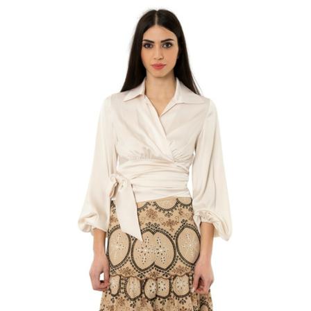 D.Exterior Crossed satin shirt , Wit , Dames , Maat: L
