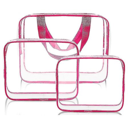 3pcs Cosmetic Makeup Bags Set Waterproof Clear Pvc With Zipper
