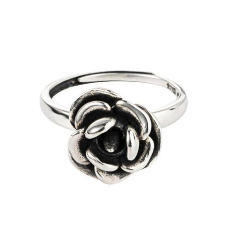 Mörk ros Anti-varg pekfingerring med självförsvarstagg och självförsvarsring öppen ring