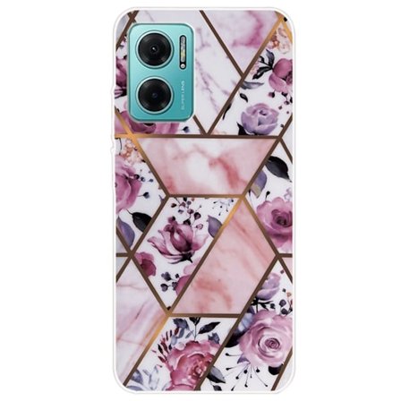 Marmormotiv Xiaomi Redmi Note 11E skal - Elegant Kakel Med Rosor