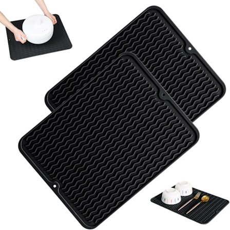 2-pack silikonunderlägg för disk, 40x30 cm, diskunderlägg, diskställ