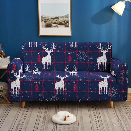 1/2/3/4 Flexibilitet Printed Snowflake Print Xmas Sofa Cover