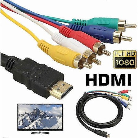 HDMI till RCA-kabel, HDMI till 5 RCA-konverteradapterkabel, 1080P HDMI till AV